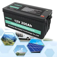 Аккумуляторная батарея AUMOON LiFePO4 12.8В 200Ач 2.56кВт с Bluetooth и BMS для ИБП и солнечных систем