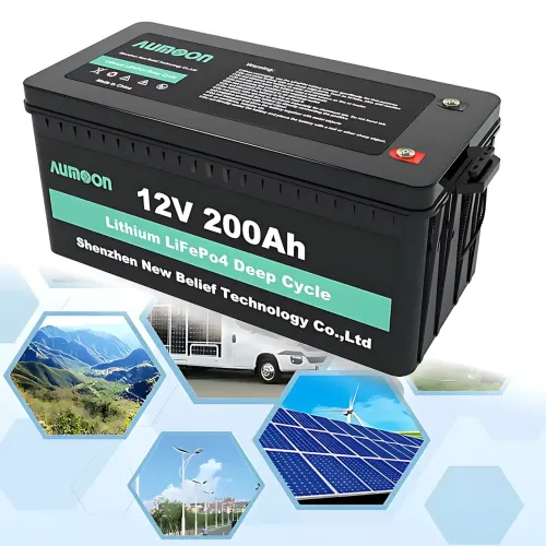 Аккумуляторная батарея AUMOON LiFePO4 12.8В 200Ач 2.56кВт с Bluetooth и BMS для ИБП и солнечных систем