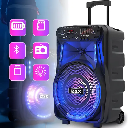 Портативная музыкальная колонка ZXX-7373, динамик 12'' 400 Вт, USB/SD/FM/BT/MIC/ДК, 53х35х28см - фото 2