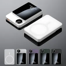 Магнитная беспроводная зарядка, PowerBank Q9 10000mAh с технологией MagSafe, дисплей с индикацией заряда Белый