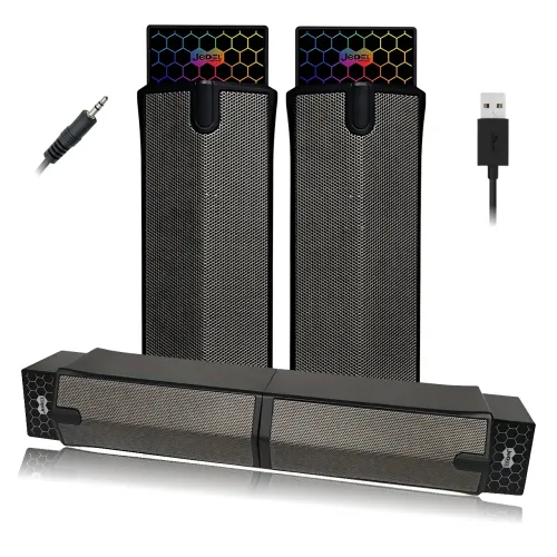 Саундбар JEDEL S562 – стерео 6 Вт, Колонки для PC 2.0 USB, RGB-подсветка, AUX