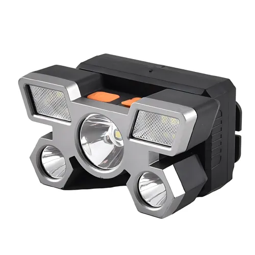 Налобный фонарь HEAD LIGHT с 5 яркими светодиодами и встроенным аккумулятором 18650 - фото 2
