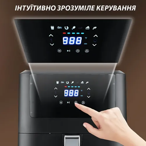 Електричний аерогриль Air Fryer Crownberg CB 5543 з решіткою, 8 програм, 1500 Вт, чаша 4 л - фото 5