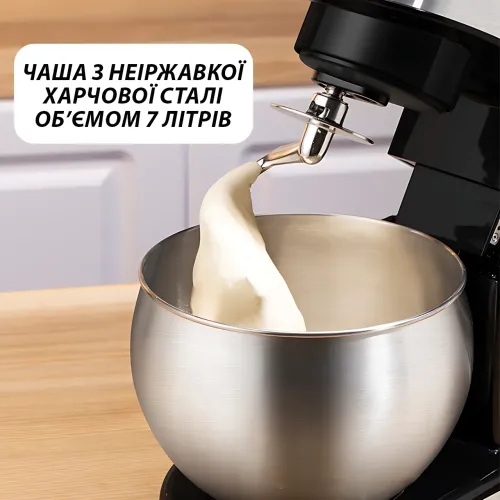 Планетарний міксер-тестоміс Zepline ZP-136, 4 в 1, 6 л, 3500 Вт, неіржавка сталь, чорний - фото 7