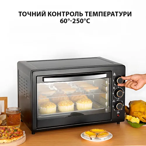 Электрическая духовка RAF-PLUS RS-7725 – 25 л, 1500 Вт, таймер, регулировка температуры 60°-250°C - фото 6