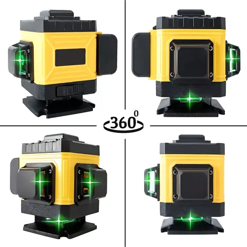 Лазерный уровень Laser Level 4D/16 линий, 2 АКБ, Аккумуляторный нивелир самовыравнивающийся, YELLOW - фото 2