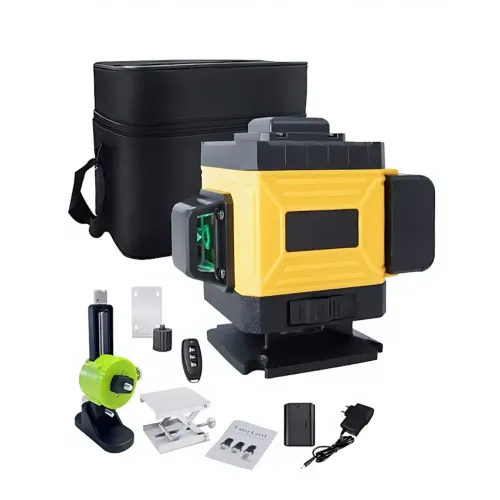 Лазерный уровень Laser Level 4D/16 линий, 2 АКБ, Аккумуляторный нивелир самовыравнивающийся, YELLOW - фото 10