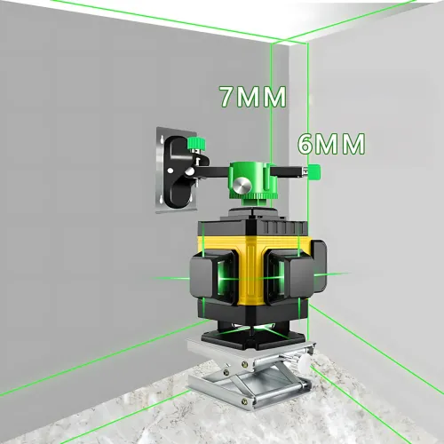 Лазерный уровень Laser Level 4D/16 линий, 2 АКБ, Аккумуляторный нивелир самовыравнивающийся, YELLOW - фото 6