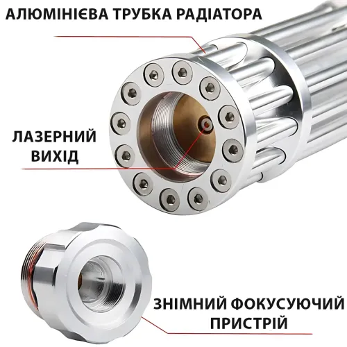 Лазерная указка LASER B017 (синий лазер, мощность до 50 000 мВт), с насадками, в кейсе - фото 6
