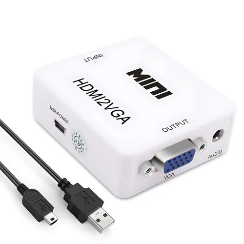 Конвертер HDMI to VGA с аудио 3.5 мм, 1080P, питание от HDMI