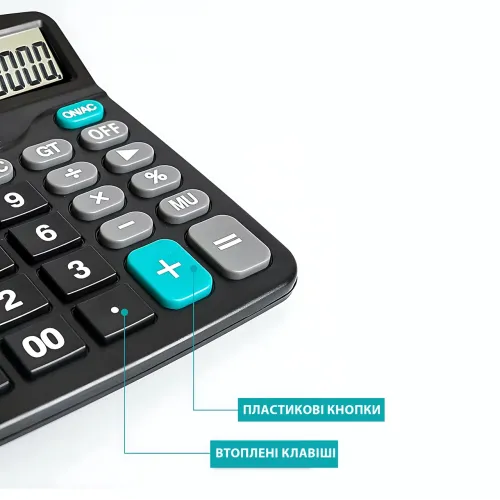 Настольный калькулятор Keenly KK-837-12, экран 12 разрядов, двойное питание, расчет процентов - фото 3