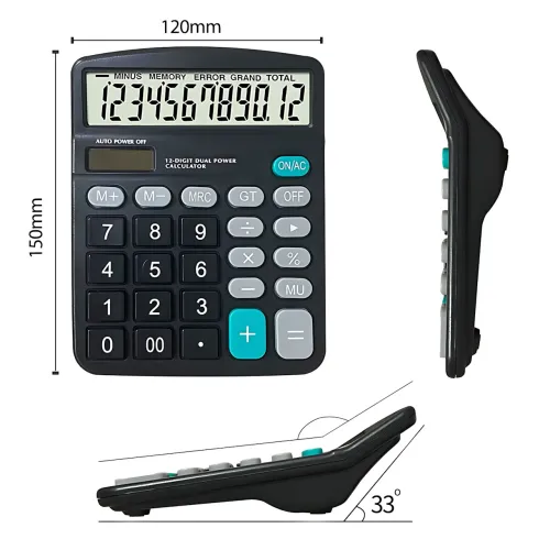 Настольный калькулятор Keenly KK-837-12, экран 12 разрядов, двойное питание, расчет процентов - фото 10