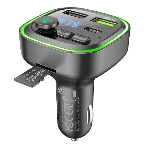 Автомобильный FM-трансмиттер Borofone BC48 Broad – Bluetooth 5.0, QC3.0, 2xUSB, Type-C 18W, TF-карта - фото 3