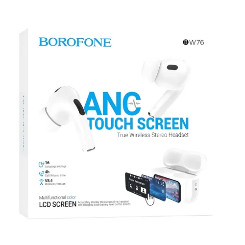 Беспроводные наушники Borofone BW76 Brocade – Bluetooth 5.4, сенсорный экран, ANC, TWS, микрофон, 4 ч работы - фото 10