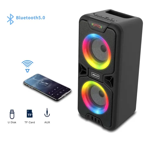 Портативная Bluetooth-колонка BKK B86 – 20 Вт, LED-подсветка, FM-радио, USB, TF, AUX, MIC, аккумулятор 3000 мА - фото 7