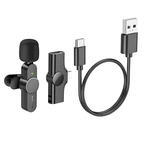 Беспроводной петличный микрофон Borofone IP BFK12 Trophy Lavalier, 2.4 ГГц, Lightning, 70 мАч - фото 6