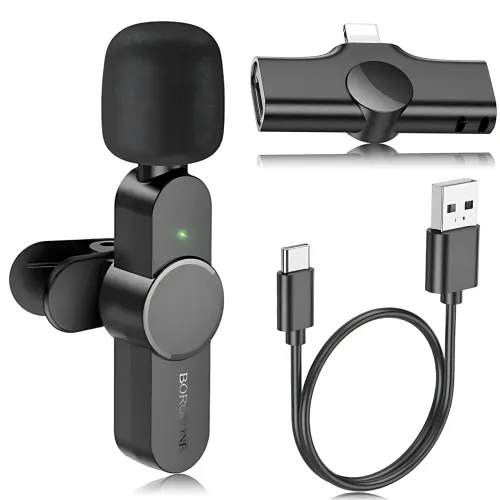 Беспроводной петличный микрофон Borofone IP BFK12 Trophy Lavalier, 2.4 ГГц, Lightning, 70 мАч
