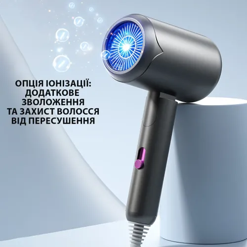​​​​​​​Фен для волос складной стайлер Air Blower LY-811, мощность 1800 Вт, 3 скорости, ионизация, серый - фото 5