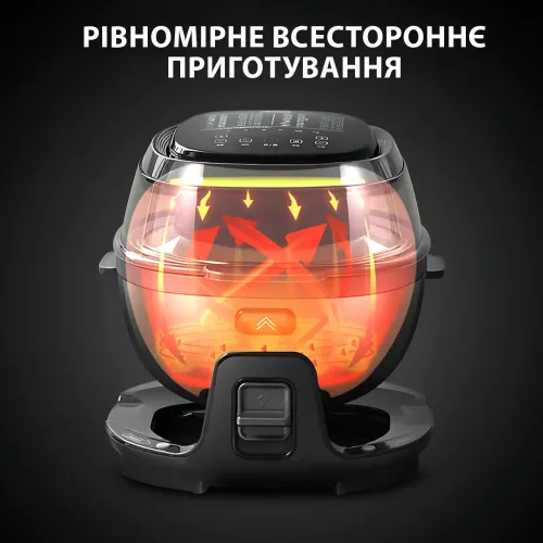 Smart-аэрогриль Zepline ZP-140, аэрофритюр 10 л, 4000 Вт, 18 программ, сенсорное управление, черный Серый - фото 4