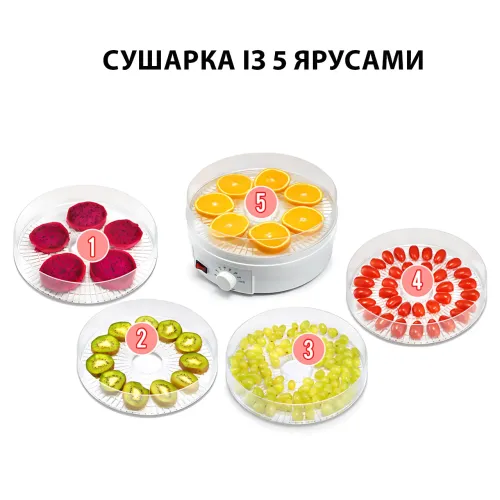 Электрическая сушилка Zepline ZP-029, 500 Вт, 5 ярусов, таймер, защита от перегрева, прозрачная крышка - фото 6