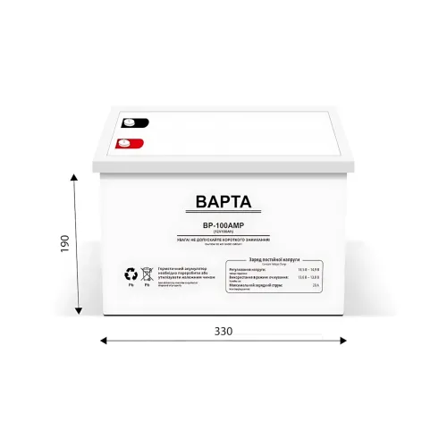 Гелевый аккумулятор BAPTA BP-100AMP 12В 100Ач – 22,5 кг, M8, 1800 циклов - фото 9