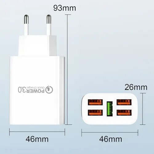 Зарядное устройство Travel Charger 27-52, 220В 3,5А QC3.0 USBx5 – 5 портов, Quick Charge 3.0, 100-240V, белый - фото 9