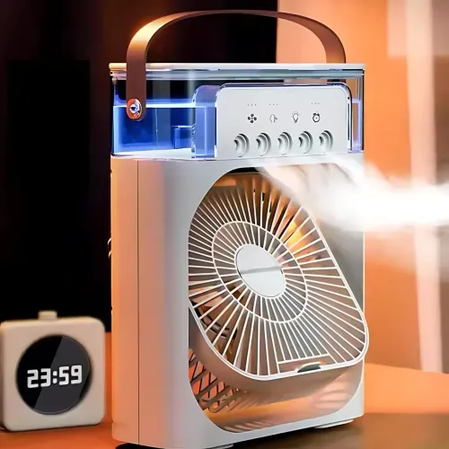 Мини-вентилятор 3-в-1: охлаждение, увлажнение, подсветка – 3 скорости, USB Type-C вентилятор, 26х21 см - фото 4