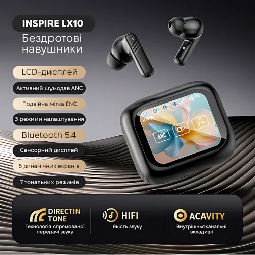 Беспроводные наушники LX-10 TWS – Bluetooth 5.4, ANC+ENC, LED-дисплей, 320 мАч, сенсорное управление - фото 6
