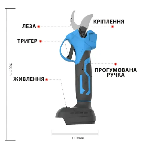 Набор инструмента 2 в 1: аккумуляторная мини цепная пила и секатор 24V с 2 аккумуляторами в пластиковом кейсе - фото 6