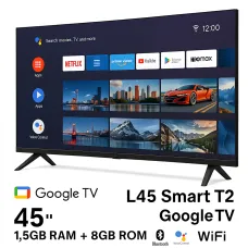 Безрамочный телевизор L45 Google TV SMART UA45G00, UHD, Голосовое управление Wi-Fi, Bluetooth, DVB-T2, Chro...