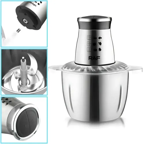 Измельчитель продуктов RAF R.7030 – 1000W, 3L, нержавеющая сталь, 4 лезвия, защита от перегрева