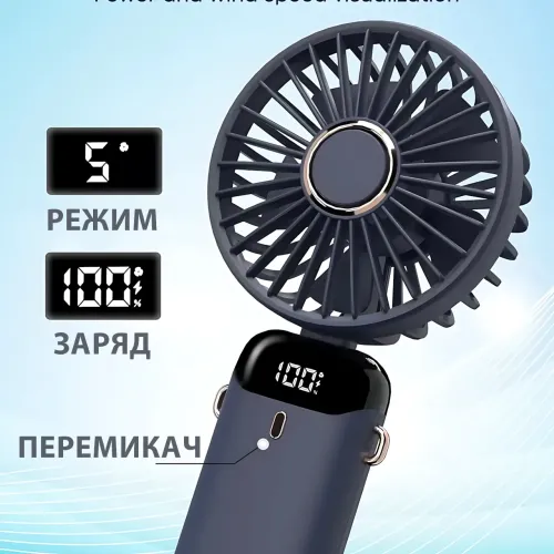 Мінівентилятор ручний N15 з нахилом, 5 швидкостей, заряджання Type-C, підставка для телефона, ароматерапія - фото 16