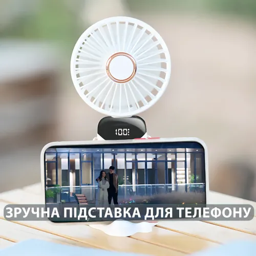 Мінівентилятор ручний N15 з нахилом, 5 швидкостей, заряджання Type-C, підставка для телефона, ароматерапія - фото 14