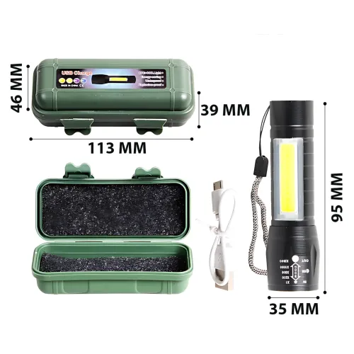 Фонарь тактический ручной аккумуляторный BL-511, USB с 3 режимами света и боковыми диодами CОВ - фото 18