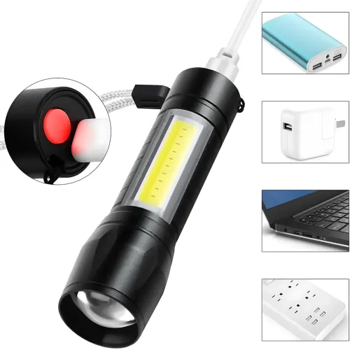 Фонарь тактический ручной аккумуляторный BL-511, USB с 3 режимами света и боковыми диодами CОВ - фото 14