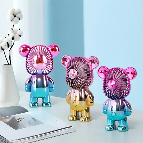 Мини вентилятор Мишка ручной, бесшумный, USB + аккумулятор, 3 скорости, 140×93×63 мм, 200 г - фото 4