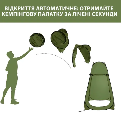 Палатка-душ автоматическая 120×120×190 см – для туалета, раздевалки, кемпинга, Oxford 180T, стальной каркас - фото 6