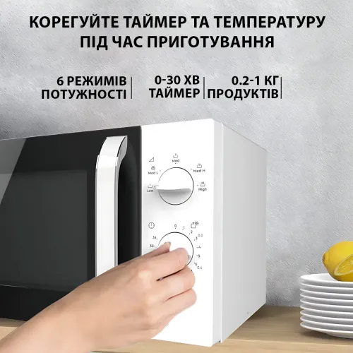 Микроволновая печь Hoffmans HM-761 700 Вт, 20 л, механическое управление, 6 режимов, таймер, разморозка, белая - фото 12
