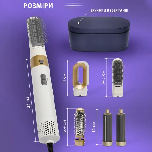 Фен-стайлер 5 в 1 Hot Air Styler 1200 Вт с ионизацией, температурой до 120 °C, 3 режима, в кейсе, шнур 2 м - фото 6