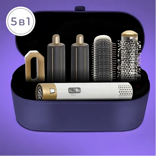 Фен-стайлер 5 в 1 Hot Air Styler 1200 Вт с ионизацией, температурой до 120 °C, 3 режима, в кейсе, шнур 2 м Голубой - фото 8