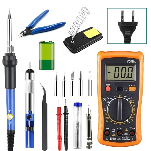 Паяльний набір Soldering Kit 60 Вт, з керамічним нагрівачем 200-450 °C, мультиметром, у кейсі - фото 9