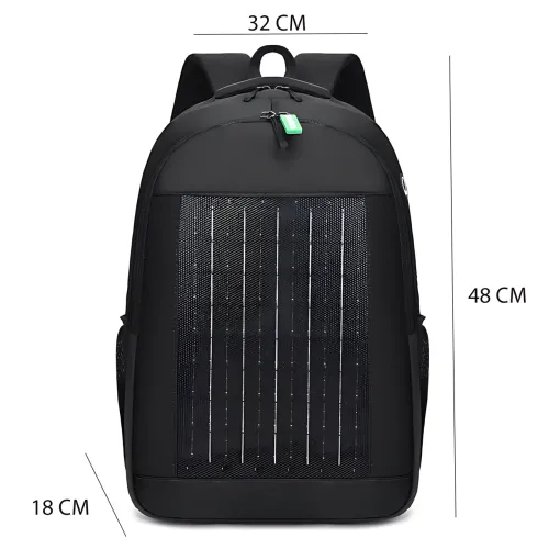 Рюкзак із вбудованою сонячною батареєю 10w і USB-виходом GDTIMES GD-1320SL, чорний - фото 6