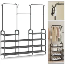 Стойка-вешалка для одежды и обуви Model 1 BLACK,164×137×26 см, напольная, нержавеющая сталь