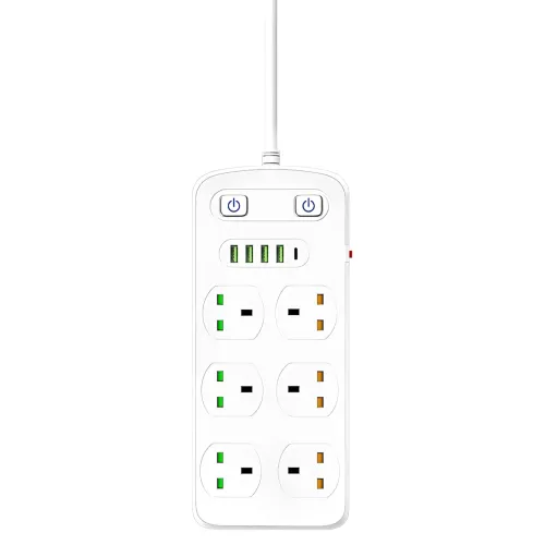Удлинитель AR CP05: 6 розеток + 4 USB (USB-C), 2500 Вт, 2 м, защита от детей, белый - фото 3