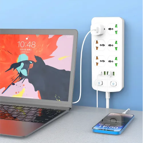 Удлинитель AR CP05: 6 розеток + 4 USB (USB-C), 2500 Вт, 2 м, защита от детей, белый - фото 7