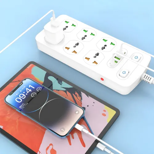 Удлинитель AR CP05: 6 розеток + 4 USB (USB-C), 2500 Вт, 2 м, защита от детей, белый - фото 8