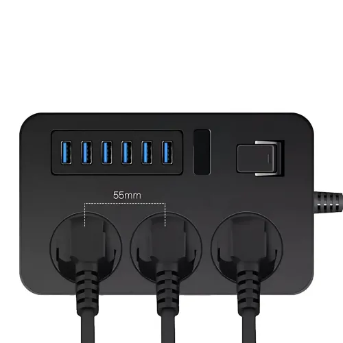 Удлинитель AR CP02 3 розетки + 6 USB, 2 м, 3000 Вт, с защитой и выключателем, чёрный - фото 6