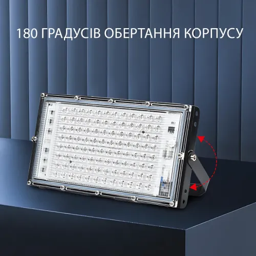 LED-прожектор 100W 220V, 96 диодов, 10000 Лм, IP65, холодный свет 6500K, угол 120°, корпус металл+ABS, настенн - фото 6