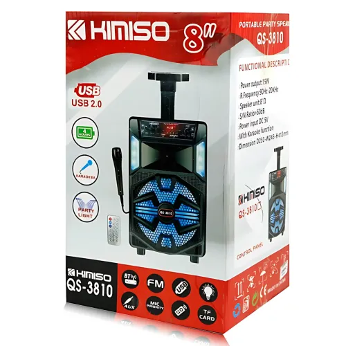 Колонка Kimiso QS-3810 15Вт, караоке + микрофон, светомузыка, Bluetooth/FM/USB/TF/AUX, аккумулятор - фото 10