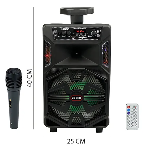 Колонка Kimiso QS-3810 15Вт, караоке + микрофон, светомузыка, Bluetooth/FM/USB/TF/AUX, аккумулятор - фото 9
